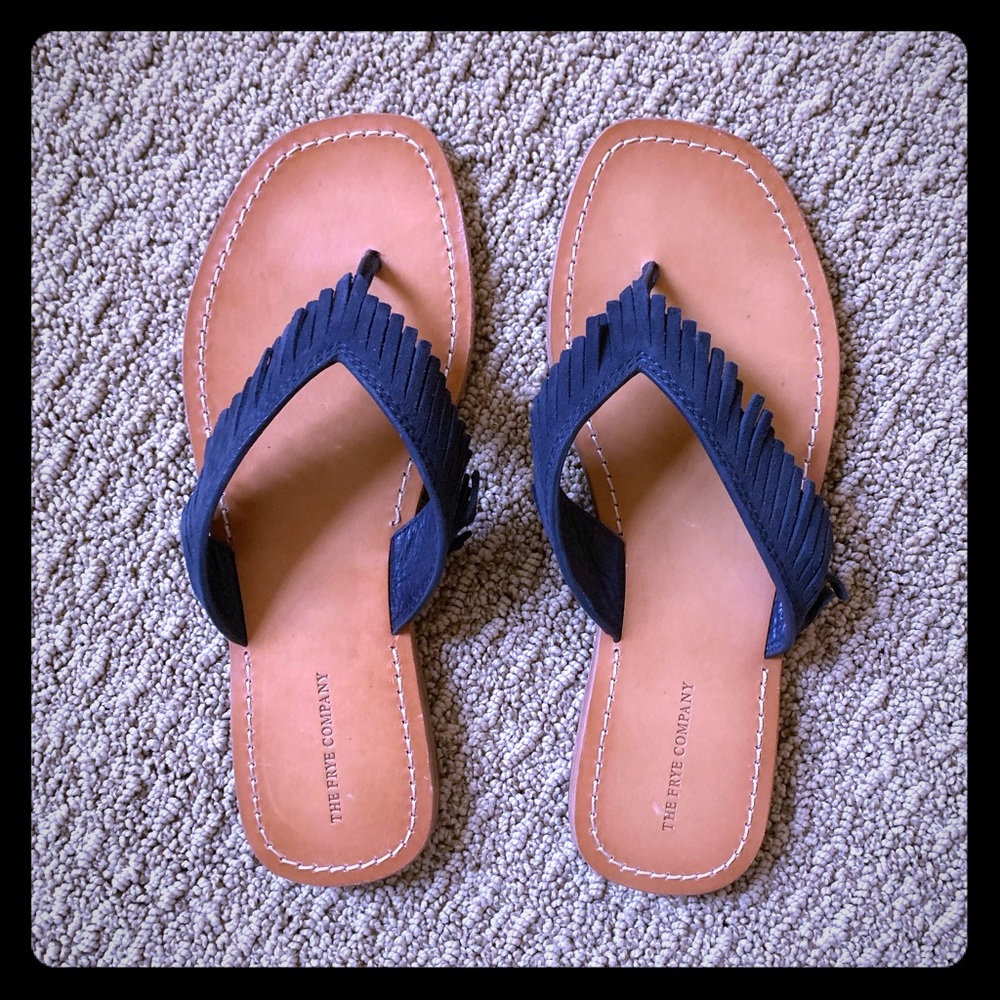 COPY - Frye Fringe Flip Flop Sandals (Navy)
